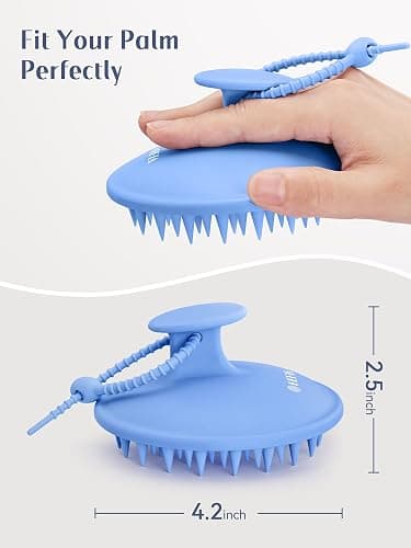 HEETA Scalp Massager Shampoo Brush with Silicone Bristles for Dandruff Removal Scalp Care & Hair Growth, Scalp Scrubber for All Hair Types, Head Massager Stress Relax, Upgraded Large Design,Blue thumbnail 2