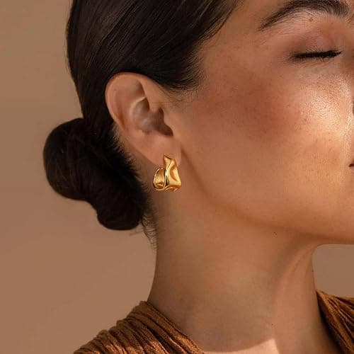 LANDOOK 4 Pairs 14K Gold Plated Dangle Earrings for Women Knot Teardrop Chunky Gold Statement Drop Earrings for Women Trendy Jewelry Gifts thumbnail 8