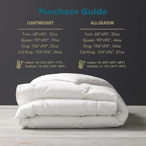 Cobnom® Luxury Organic Feather Down Comforter Twin Size, All-Season Duvet Insert, Fluffy High Fill-Power Down Feather Filled, 100% Cotton Cover, Medium Warm, Ivory White, 68x90 Inch thumbnail 10