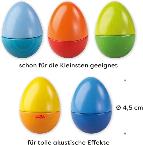HABA Musikeier – 5 Bunte Rasseleier aus Holz zur musikalischen Frühförderung für Babys & Kleinkinder ab 2 Jahren – Made in Germany - 1007733001 thumbnail 3