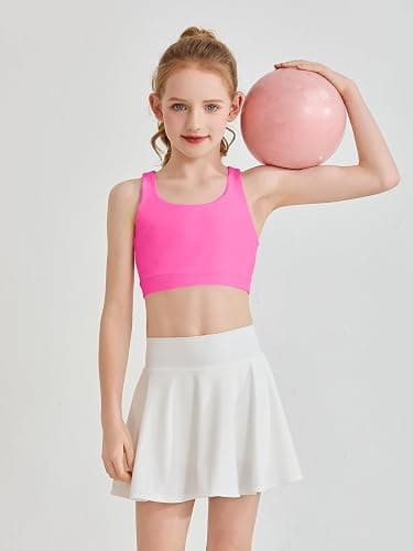 Haloumoning Girls Training Bra Kids Strappy Back Scoop Neck Bras Yoga Running Dance Sports Bras 5-14 Years thumbnail 3