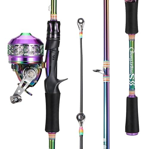 Sougayilang Fishing Reel Rod Combo, Two Pieces Colorful Poratble Light Weight Casting Rod with Spincast Fishing Reel for Freshwater thumbnail 3