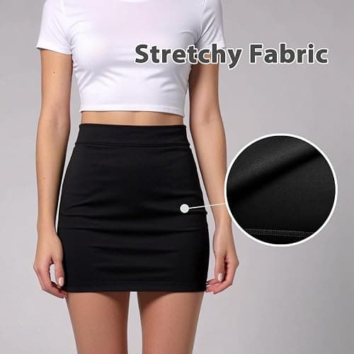 Sahunfri Schwarzer Rock, Minirock Schwarz mit Elastischer Taille, Bleistiftrock Damen für Sexy, Freizeitkleidung thumbnail 5