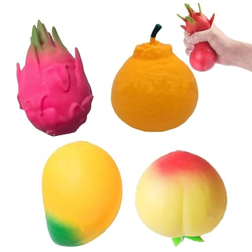 Dragon Fruit Squishy, Giant Dragonfruit Squishy Jumbo for Adults, Big Fruit Realistic Squeeze Slow Rising, Rebounding Sensory, Stress Relief Fidget Balls Creative Home Decor (Mix*4) - Image 1