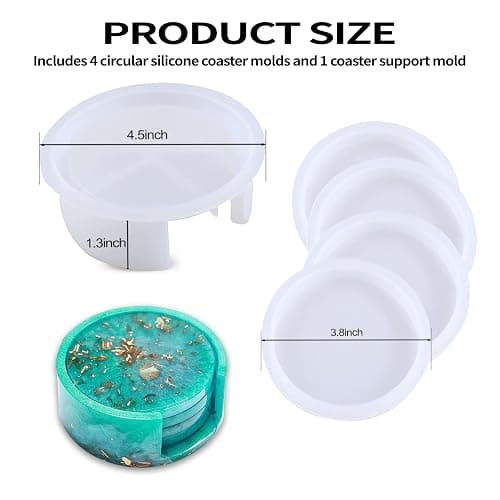 5PCS Resin Coaster Molds - Round Silicone Casting Molds for Epoxy Resin Coaster Casting and DIY Home Decoration thumbnail 2