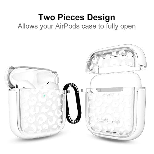 MOSNOVO AirPods Case, Stylish White Leopard Slim Case Cover with Shockproof Dual Layer Hard Bumper Protective Case for Apple AirPods 1 & 2 thumbnail 2