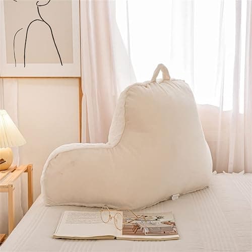 Holawakaka Standard Faux Fur Bed Rest Pillow with Arms, Rabbit Fur Reading Pillows Perfect for Adults, Teens, Kids, Arm, Back, Pregnancy Lumbar & Head Neck Coccyx Lower Back Support Cushion (Ivory) thumbnail 4