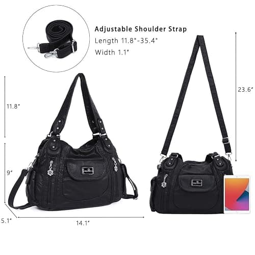 Angel Kiss Purses for Women, Large Shoulder Bag Hobo Tote Purse Mutipocket Faux Leather Satchel Hobo Purse thumbnail 5