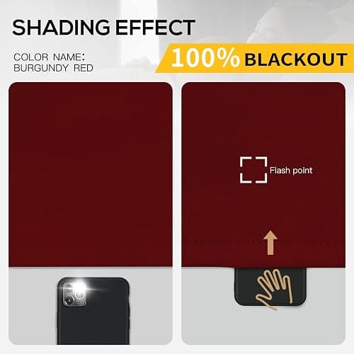 Yakamok Burgundy Red Blackout Curtains 84 inches Long for Bedroom 38" Wide | Thermal Insulated Window Treatment Light Blocking Panels with Black Liner for Living Room/Kitchen/Kids Room with Grommet Top thumbnail 2