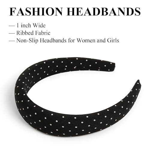 Huachi Polka Dot Headbands for Women Non Slip Trendy Headbands for Women’s Hair Cute Headband for Girls, Elastic Hair Bands for Womens Fashion Accessories for Women 4PCS thumbnail 2