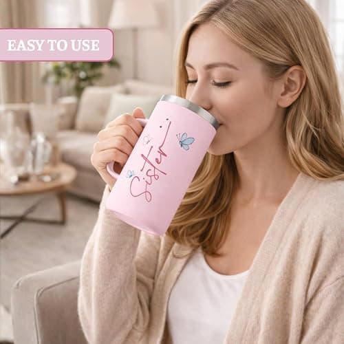 TSIMPLE Sisters Gifts From Sister, Birthday Gifts For Sister, 20oz Insulated Stainless Steel Coffee Mug With Colorful Lettering and Floral Design, Christian Gift For Women, Big Sis Gift thumbnail 7