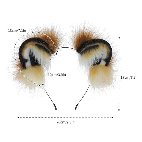 JUNBOON Handmade Faux Fur Tiger Ears Headband Long Tail Set for Halloween Cosplay Party Costume Accessories thumbnail 2