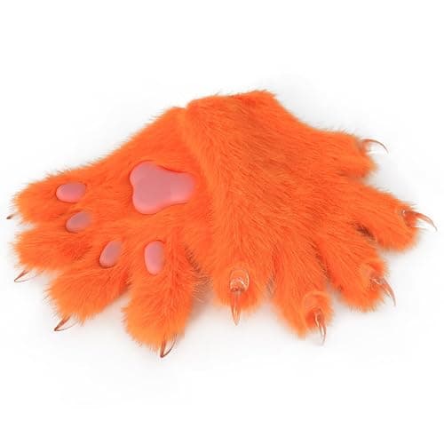 HAOAN Furry Fur Cat Wolf Fox Dog Fluffy Animal Paws Claws Gloves Mittens Hands Costume Cosplay Halloween Christmas for Kids thumbnail 2