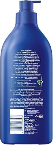 NIVEA Reichhaltige Body Milk, intensiv pflegende Körpercreme mit purem Hyaluron, Mandelöl und Tiefenpflege Serum, Lotion für trockene Haut (625 ml) thumbnail 11