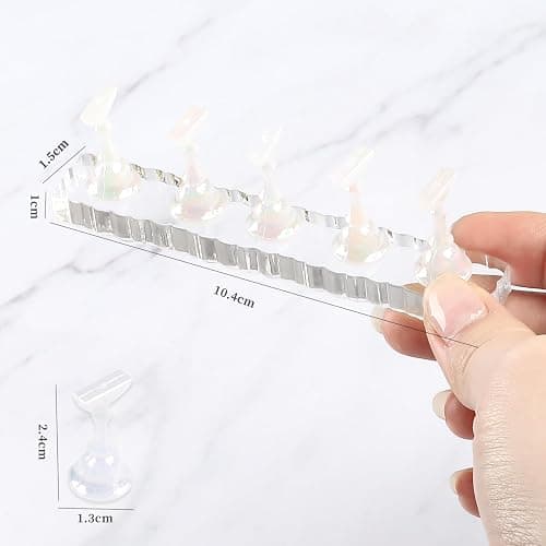 BQAN 2 Set Nail Holder for Painting Nails, Transparent Acrylic Nail Stand for Press on / Fake Nail Tips Training / Nails Display with 96 Pcs Reusable Adhesive Putty thumbnail 2
