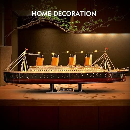 CubicFun Titanic 3D LED Puzzles for Adults 88 CM 266 Pieces,Titanic Toys for Teens, Home Decor Birthday Gifts Adults thumbnail 2