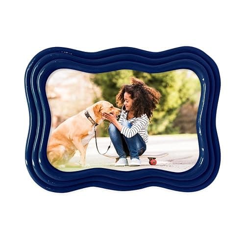 Isaac Jacobs 4x6 Navy Curved Deco Frame for Tabletop and Wall Display, Decorative Art, Design, Home Décor, Gift (4x6, Navy) thumbnail 4