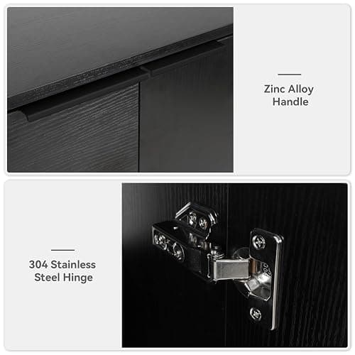 SOLIDEE 28'' Floating Bathroom Vanity with Sink, Wall Mounted Vanity, Black | Floating Bathroom Cabinets, Black handle, 1 Door, 1 Drawer & Open Shelf, Black Ceramic Sink thumbnail 3
