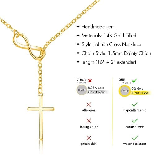 Christian Gifts for Women Cross Necklace for Women 14K Gold/Silver Plated Infinity Long Charm Necklace Trendy Non Tarnish Waterproof Jewelry Religious Baptism Faith Gifts Christmas Stocking Stuffers thumbnail 4