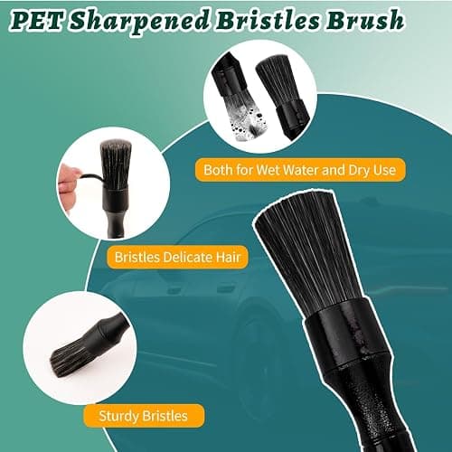 7PCS Car Detailing Brush Set, Ultra Soft Boars Hair Car Interior Detailing Brushes, Car Interior Detailing Kit for Cleaning Interior or Exterior, Car Accessories Interior Tools thumbnail 6