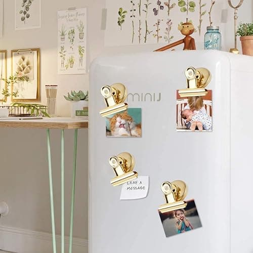 VNDUEEY 20 Pack Fridge Magnets Refrigerator Magnets, Magnetic Clips for Whiteboard, Clip with Magnet for Locker, Magnetic Paper Clip Dispenser Holder for Desk,Home, School, Office (Gold) - Gold - 20 Pack thumbnail 2