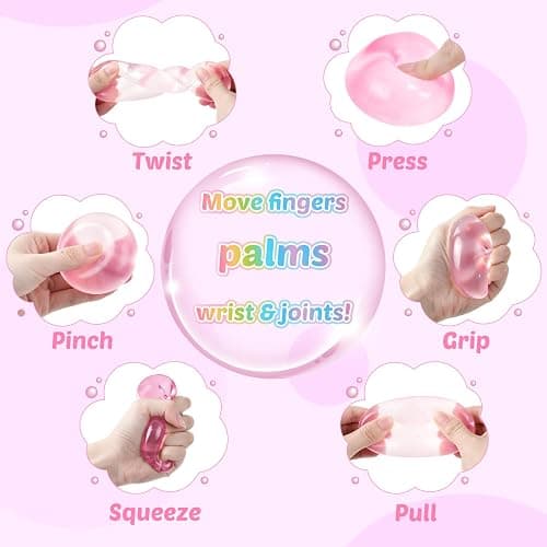 Coconut Oil Squishy Balls, Slow Rising Squeeze Balls Stress Relief Fidget Toys (Pink) thumbnail 3