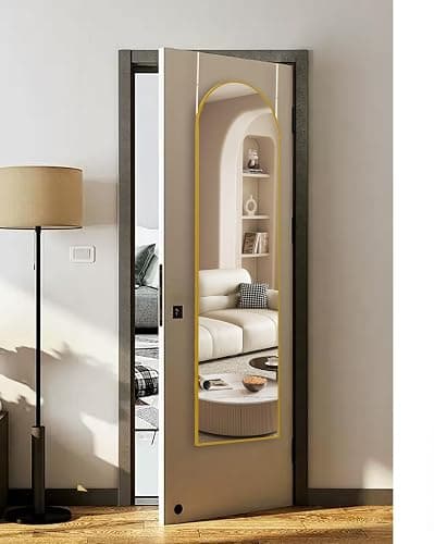 48"x14" Gold Arched Full Length Mirror - Shatter-Proof Glass & Aluminum Frame, Over Door or Wall Mounted for Bedroom, Bathroom, Living Room Decor thumbnail 8
