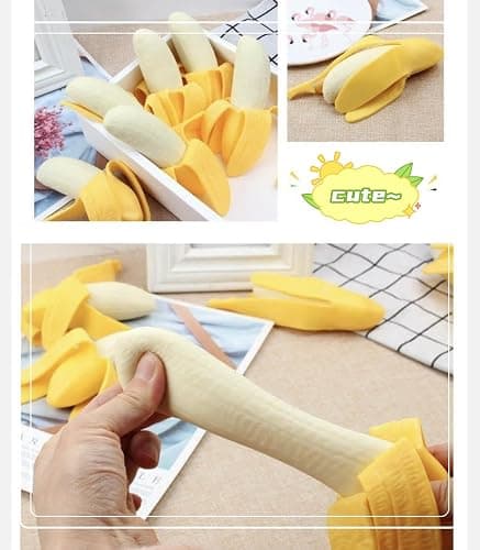 Dhjrefhhd 1Pcs Banana Squeeze Prop Fake Banana Stretchy Fidget Tool Novelty Stress Relief Funny Peeled Fake Banana Fruit Stress Tool Halloween Christmas Party April Fool's Day Decorate thumbnail 5