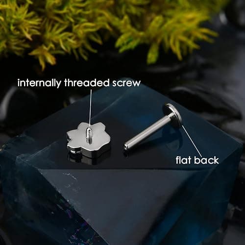 COCHARM G23 Titanium Cartilage Earring Stud for Helix 16g Flat Back Dog Paw Cartilage Piercing Jewelry Front Top Screw Helix Tragus Earrings thumbnail 4
