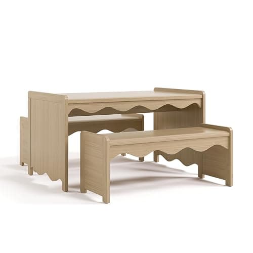 Storkcraft Casablanca Montessori Indoor Kids Table & Bench Set (Driftwood) – GREENGUARD Gold Certified, Premium Kids Activity Table and Bench Set, Toddler Furniture, Durable & Easy-to-Clean Surface - Image 1