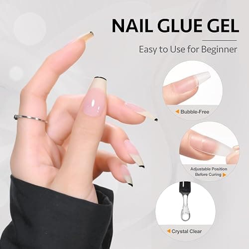 GAOY Gel Top Coat, Nail Glue Gel and Base Coat Set, 3 Pcs 16ml Clear Glossy No Wipe Combination for UV Light Cure thumbnail 5