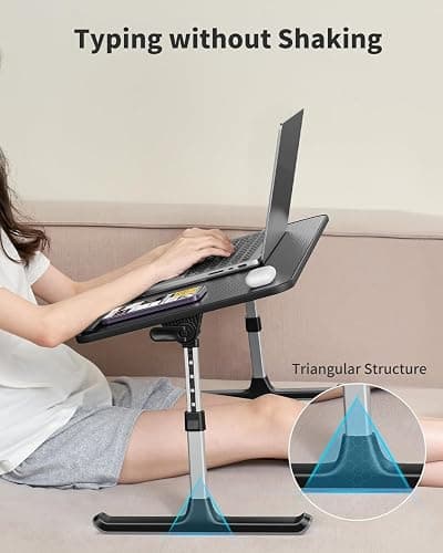 SAIJI Height & Angle Adjustable Laptop Stand for Bed, Lap Desk Bed Tray Table, Light Weight Foldable Portable Laptop Table for Couch Sofa Chair Floor Desk for Adults, Kids (Black) thumbnail 4