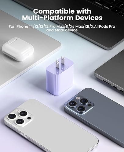 iPhone Charger Fast Charging, USB C Charger Block, 6FT/10FT Lightning Cable | For Apple iPhone 14/13/12/11 Series, 2-Pack USB C to Lightning Cables, AirPods with Lightning Charging Case,Purple thumbnail 7
