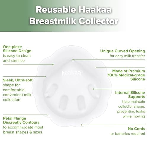 haakaa Petal Soft Silicone Milk Collector for Breastfeeding - 2PCS | Discreet Leak-Protection Breast Milk Saver, Reusable Breast Shells Milk Collection Cup for Breastfeeding with Cleaning Brush thumbnail 6