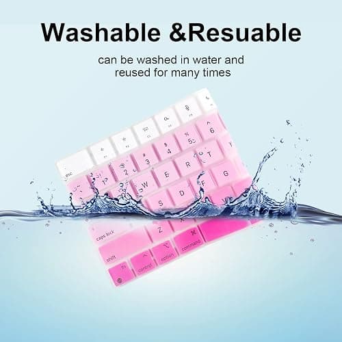 Boaulee Silicone Keyboard Cover for MacBook 2026 Neo 13"(A18) & Air13.6 15"(M5-M2) & Pro14 16"(M5-M1) A3404 A3448 A3449,Keyboard Protector(Pink) thumbnail 4