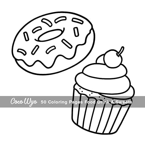 Food Drink & Sweets: Coloring Book for Adults and Kids, Bold and Easy, Simple and Big Designs for Relaxation Featuring a Variety of Foods, Drinks, Desserts and Fruits (Bold & Easy Coloring) thumbnail 11