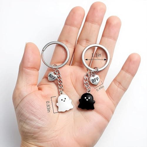 OXIHOUSE&CO- Best Friend Ghost Keychain Set for Women, Cute Funny BFF Gifts with Card – Long Distance Friendship, Birthday, Halloween, Christmas Presents for 2 thumbnail 4