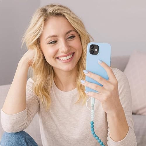 Stylish [Apple MFi Certified] Beaded Phone Charger Cable Metallic Colors USB Cable 2 in1 USB-C Charging Cord for Smartphones 3.3ft (Turquoise) thumbnail 3