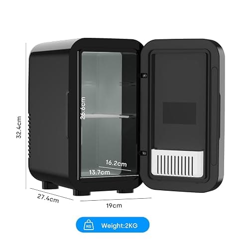 Enventor Mini Fridge 6 Litre/ 8 Can, AC+12V DC Power, Portable Cooler & Warmer, Small Fridge for Bedrooms, Car, Skincare, Fruit and Drinks, Black thumbnail 2