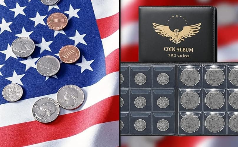 Coin Collection Holder Book for Collectors, PVC FREE, 240 Pockets Collecting Storage Album Organizer Supplies for Dime,Cent,Nickel,Quarter (240 Pockets) thumbnail 8