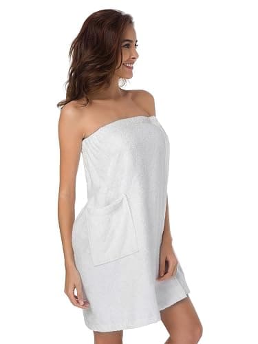 SIORO Women Bath Towel Wrap Robe, Soft Cotton Terry Spa Cloth, Plush Adjustable Closure for Shower, Travel, Pool, Gym thumbnail 3