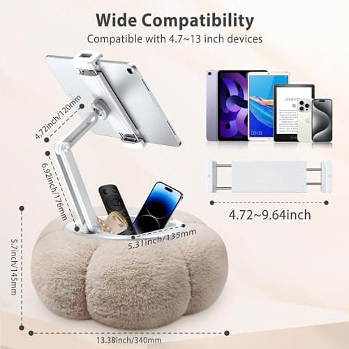CreaDream Pumpkin Tablet Pillow Stand, Kindle Holder, Adjustable Kindle Stand for Bed with Detachable Snack Bowl, Compatible with 4.7"-13" IPad, Tablet, Phone(Khaki) thumbnail 4