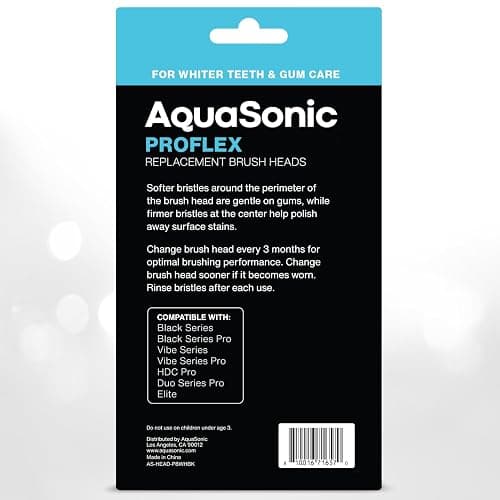 AquaSonic Proflex Replacement Brush Heads | ADA Accepted | for Whiter Teeth & Gum Care | Compatible with Many AquaSonic Toothbrush Handles (8 Pack Black) thumbnail 6