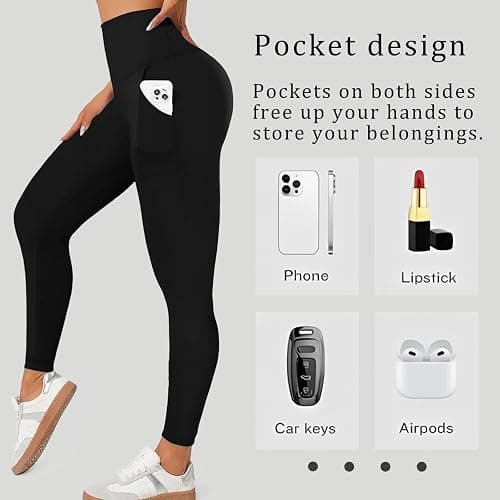Dimore 5 Pack Women's Leggings with Pockets, High Waisted Workout & Yoga Pants for Tummy Control, Non See-Through for Gym thumbnail 3