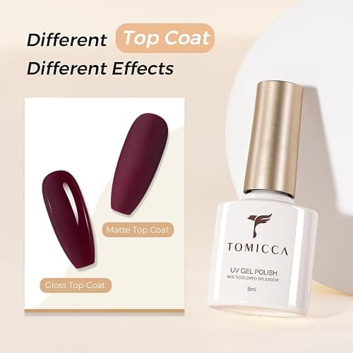 TOMICCA Vernis Semi Permanent, Rouge Cerise Vernis Gel UV Semi Permanent, Soak Off Vernis Gel UV LED Gel Cadeau Pour Salon de Manucure DIY Home, 8ML thumbnail 4