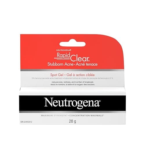 Neutrogena Rapid Clear Stubborn Acne Spot Treatment Gel with Maximum Strength 5% Benzoyl Peroxide Acne Treatment Medication for Acne Prone Skin Care, 28g - Image 1