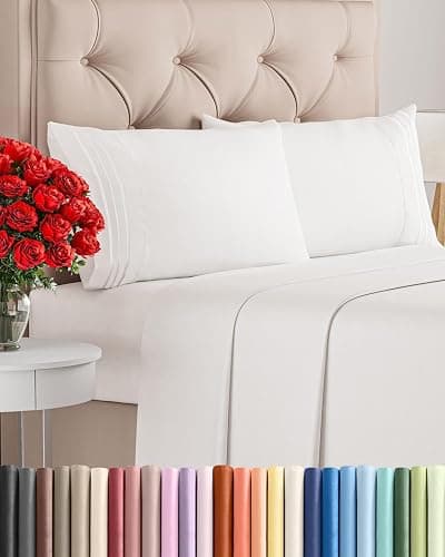 Queen Size 4 Piece Sheet Set - Comfy Breathable & Cooling Sheets - Hotel Luxury Bed Sheets for Women & Men - Deep Pockets, Easy-Fit, Extra Soft & Wrinkle Free - Antique White Oeko-Tex Bed Sheet Set - Image 1