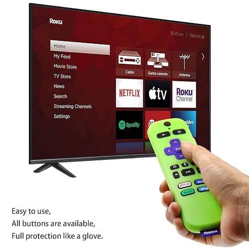 [2 Pack] Remote Cover (Glow in The Dark) Compatible with Roku Voice Remote, Pinowu Anti Slip Silicone Cover Compatible with Roku Players and Roku TVS Voice Remote (Green and Blue) thumbnail 5