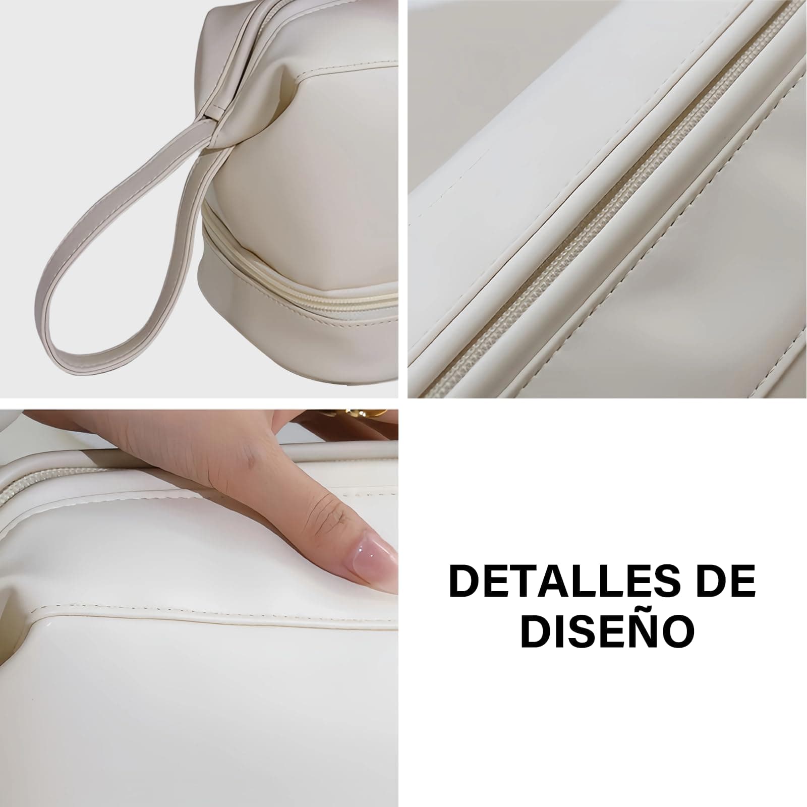 Neceser de Viaje para Hombres y Mujeres, Bolsa Cosmetiquera de Viaje Gran Capacidad, Bolsa de Aseo Impermeable con Asa de Colgar, Bolsa para Maquillaje para Artículos de Tocador y Cosméticos(Blanco) thumbnail 7