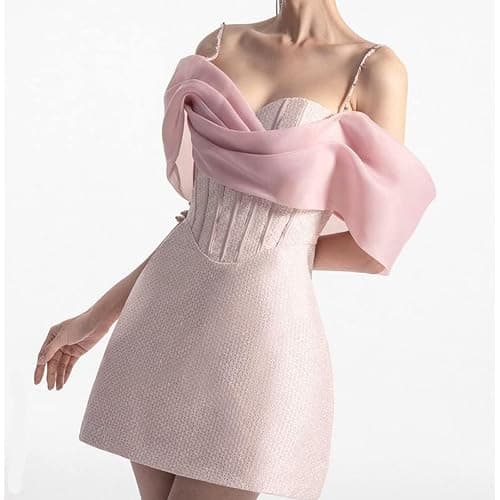 Pink Dress for Women Summer Short Sleeve Vintage Spaghetti Strap Dresses Clothing Ruffles Chic Bodycon thumbnail 6